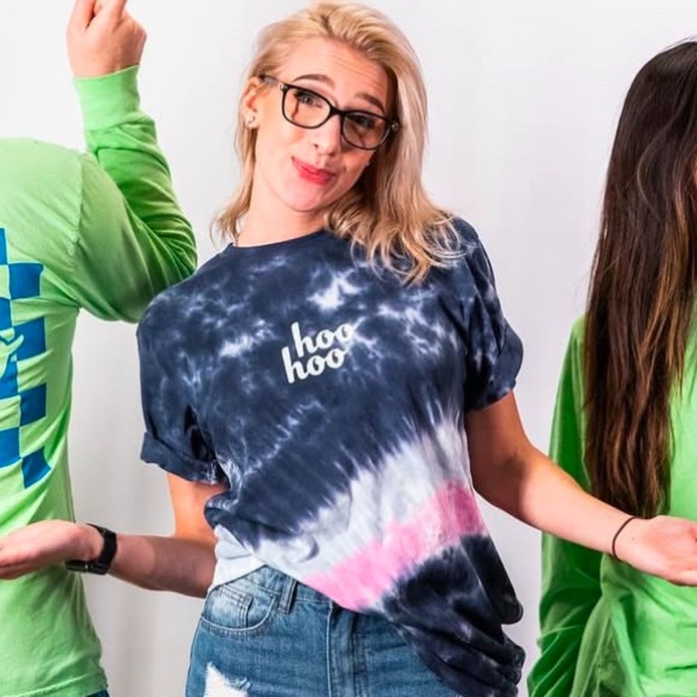 Smosh Merch Tie Dye Hoo Hoo Tee Shirt NWT
